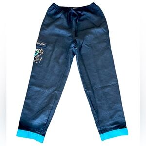 Passports Silk Pants Vintage Embroidered Drawstring Lounge Pants Small